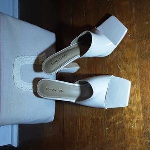 Square toe Nude Mule Heels size 9